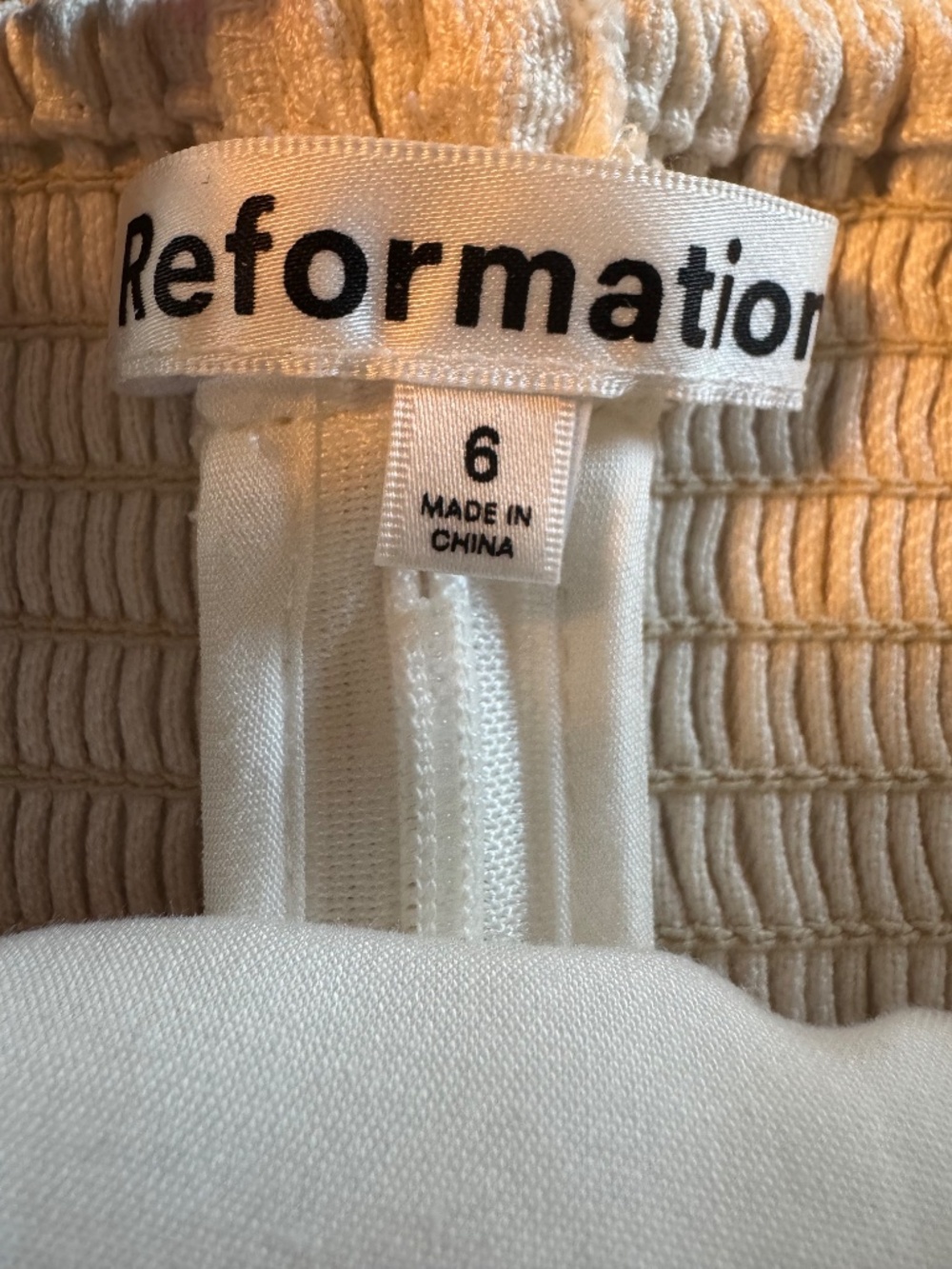 Reformation Melanie Top. Color White with Black trim.  Size 6 - Picture 5 of 5